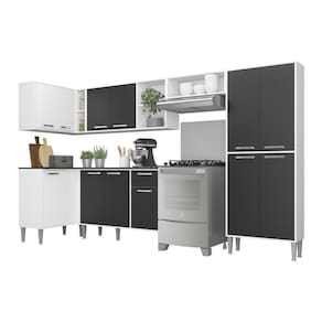 Cozinha Completa Xangai Zouk Fg3162 Com Armário E Balcão Branca/preta