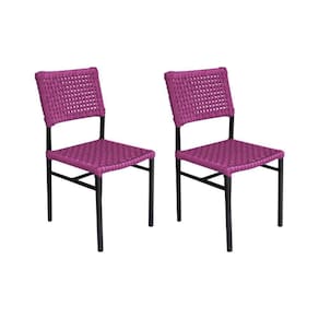 Kit 2 Cadeiras França Corda Náutica Base Em Alumínio Preto-rosa - Cor: Rosa