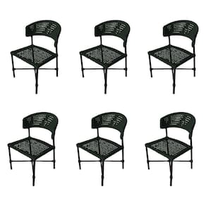 Kit 6 Cadeiras Hortz Corda Náutica Base Em Alumínio Preto-verde Musgo - Cor: Verde
