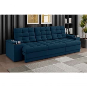 Sofá Confort Premium 2,30m Assento Retrátil/reclinável Usb Suede Petróleo - Xflex Sofas