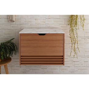 Balcão P- Banheiro Bn3613 Cor Amendoa-marmore Branco - Tecno Mobili