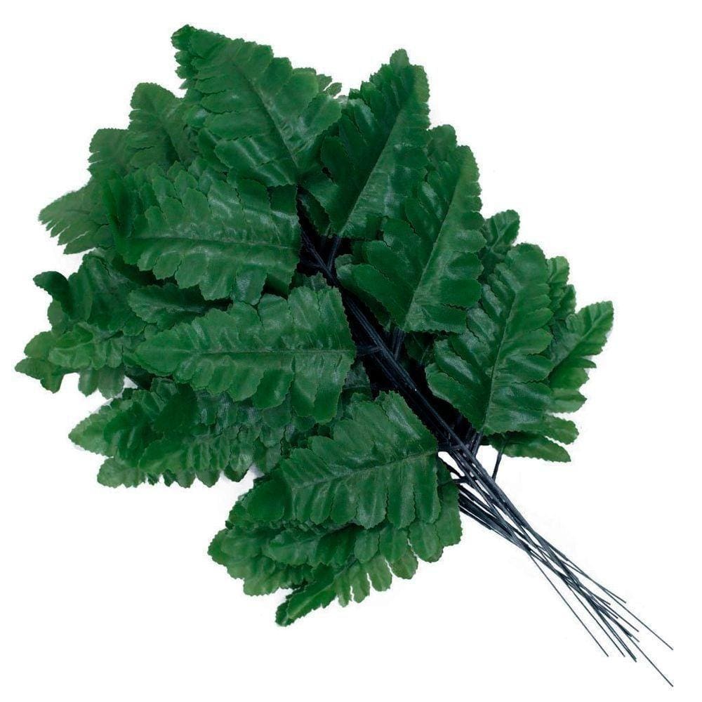 24 Galhos Samambaia Escura Folha Artificial Talo Verde 42cm