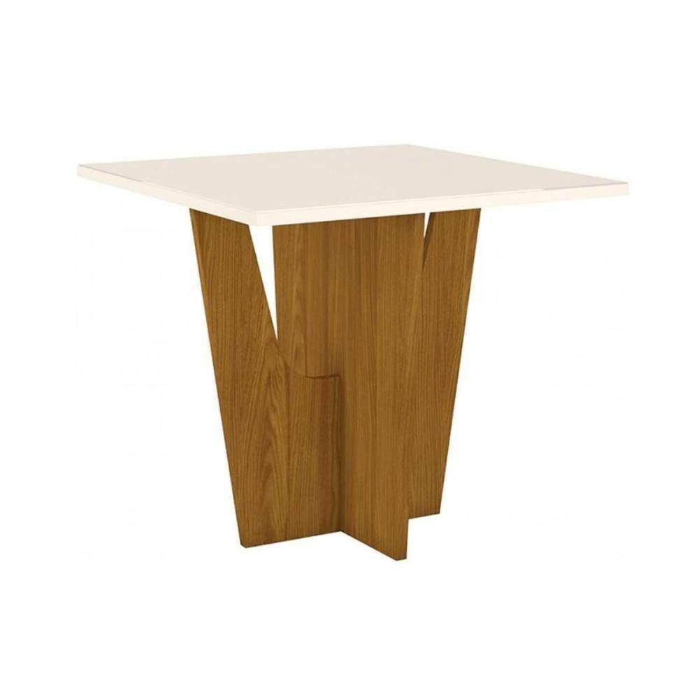 Mesa De Sala Jantar Vértice + Tampo Madeirado 90x90cm Nature/off White - Henn
