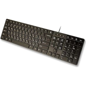 Teclado USB em russo e inglês - design fino de desktop em tamanho real