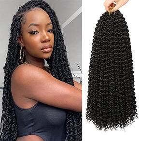 Extensão de cabelo trançada Passion Twist Water Wave (22 polegadas, #1B)
