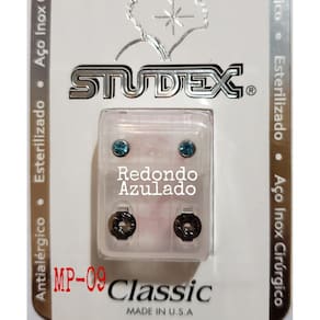 Brinco Studex Classic 4Mm Bezel Azul Medio Prata