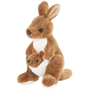 Brinquedos de pelúcia canguru recheados para crianças, marrons, 10,5 polegadas