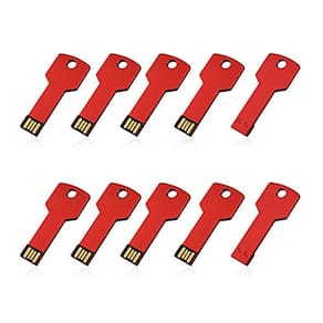 Pacote RAOYI 10, unidade flash USB de 4 GB, formato de chave vermelha - 10 unidades