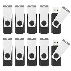 Pacote RAOYI com 10 unidades flash USB de 2 GB, metal giratório, preto