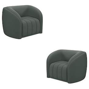 Kit 2 Poltronas Decorativas Sala De Estar Adam Veludo Cinza G45 - Gran Belo
