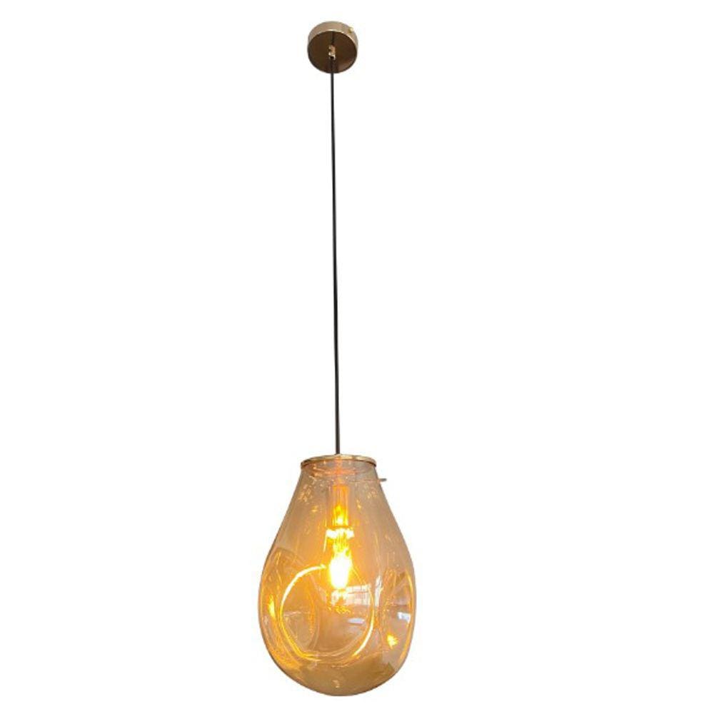 Pendente Dourado com Vidro Âmbar 30cm 1E27