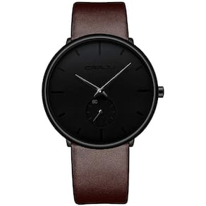 Relógio de pulso impermeável minimalista ultrafino - vestido masculino com pulseira de couro
