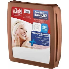 Armário Banheiro 34X37 Plástico Caramelo Com Espelho HERC