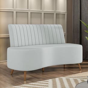 Sofá Living Decorativo 2 Lugares 1,35m Katara Cinza Claro Veludo G33 - Gran Belo