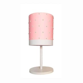 Abajur de Mesa 1 Foco 15W Perolas 4086 Tom Luz Iluminação Rosa-bebê/Branco