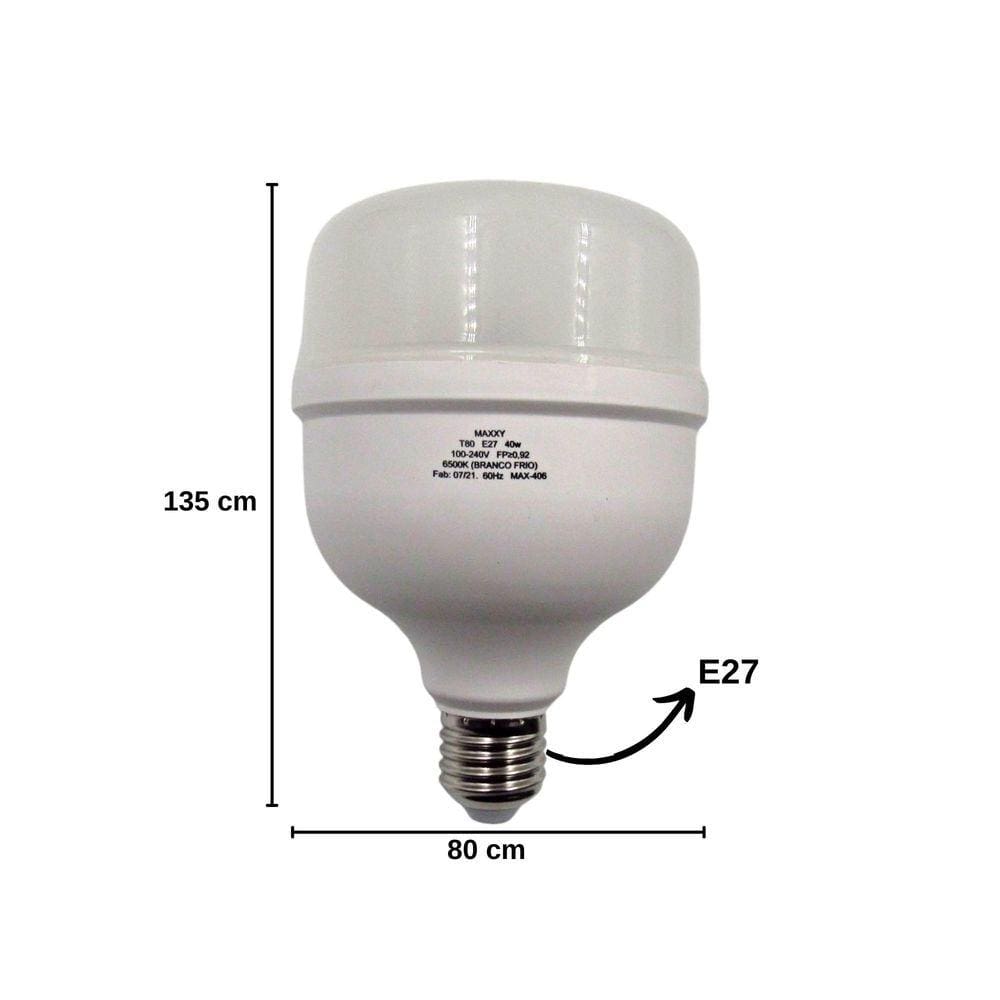Kit 5 Lâmpadas Bulbo 40w Fria 6500k E27 - Alumínio