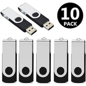 Pacote com 10 unidades flash USB de 8 GB, pretas