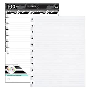 Papel de recarga Planner, 100 folhas, forrado, tamanho grande