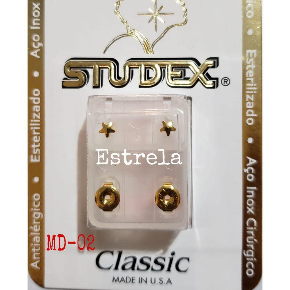 Brinco Studex Classic 2Mm Estrela Pequena Dourado