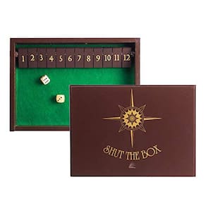 Jogo Wooden Shut The Box: 12 números com tampa e superfície rolante feltrada
