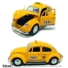 Fusca Táxi Amarelo Metal - 5cm x 5,5cm x 12,5cm - Fricção