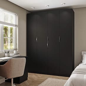 Guarda Roupa Modulado 4 Portas com Cabideiro Hera CabeCasa MadeiraMadeira Preto Onix/Cromado