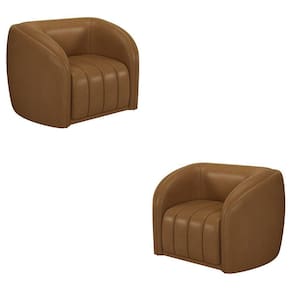 Kit 2 Poltronas Decorativas Sala De Estar Adam Pu Caramelo G45 - Gran Belo