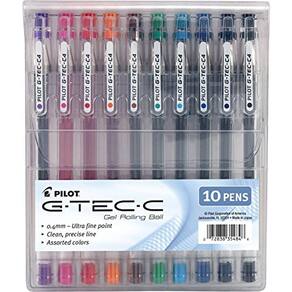 Canetas esferográficas Pilot G-Tec-C Gel Ink, pacote com 10
