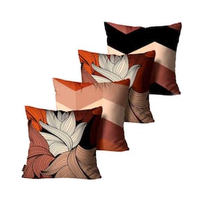 Kit 4 Capas de Almofadas Folhas Abstratas Terracota 45x45cm
