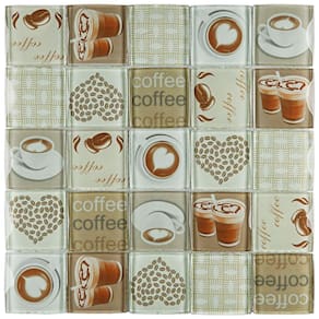Pastilha de Vidro Patchwork 30x30cm Marrom