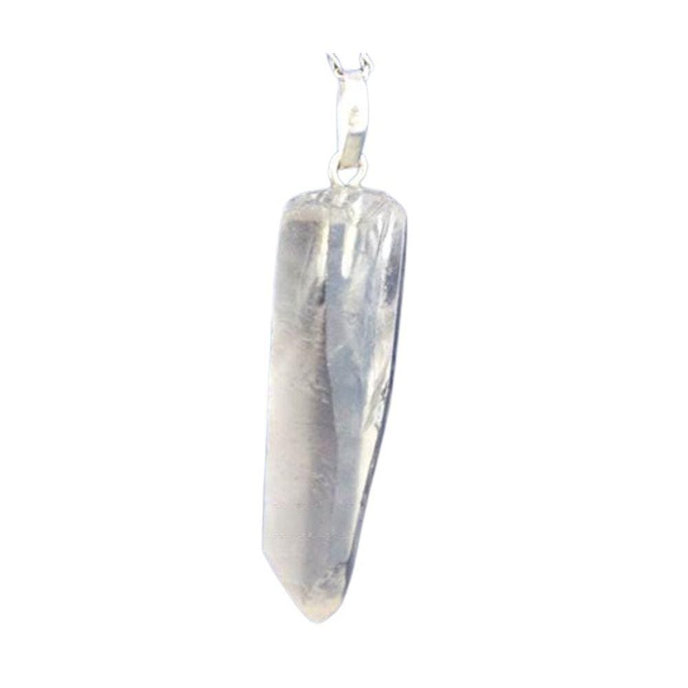 Colar Cristal Lemuria Pedra Bruto Presilha Prata 950