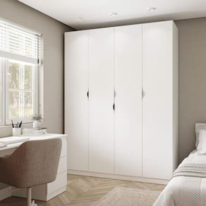Guarda Roupa Modulado 4 Portas com Cabideiro Hera CabeCasa MadeiraMadeira Branco Geada/Preto