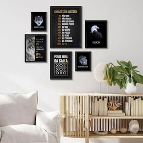 Kit Quadros Motivacionais | Moldura Preta | Variadas Medidas