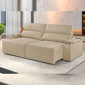 Sofá Retrátil e Reclinável 4 Lugares 230cm M180 Yescasa Linho/Bege Escuro