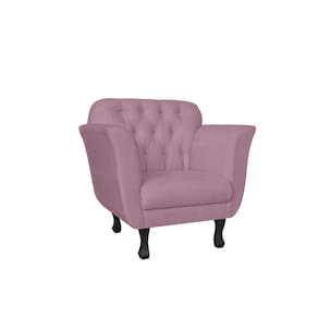 Poltrona Decorativa Dália Suede Rosê Pés Madeira Ms Decor