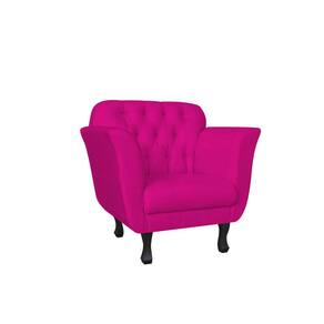 Poltrona Decorativa Dália Couro Rosa Pink Pés Madeira Ms Decor