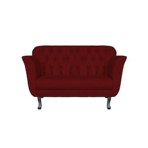 Namoradeira Decorativa Dália Suede Marsala 2 Lugares Pés Madeira Ms Decor