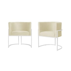 Kit 2 Poltronas Decorativa Luana Suede Marfim Base Branca Ms Decor