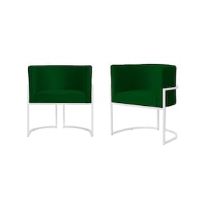 Kit 2 Poltronas Decorativa Luana Suede Verde Base Branca Ms Decor