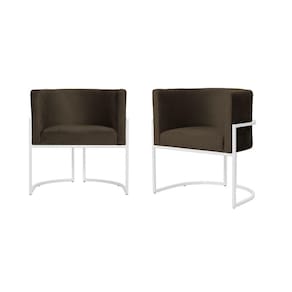 Kit 2 Poltronas Decorativa Luana Veludo Marrom Base Branca Ms Decor