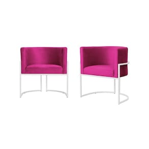 Kit 2 Poltronas Decorativa Luana Veludo Rosa Pink Base Branca Ms Decor