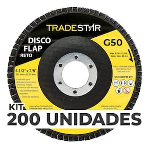 Kit C/ 200 Disco Flap Reto 4.1/2 X 7/8 Fds115-50fc Z50