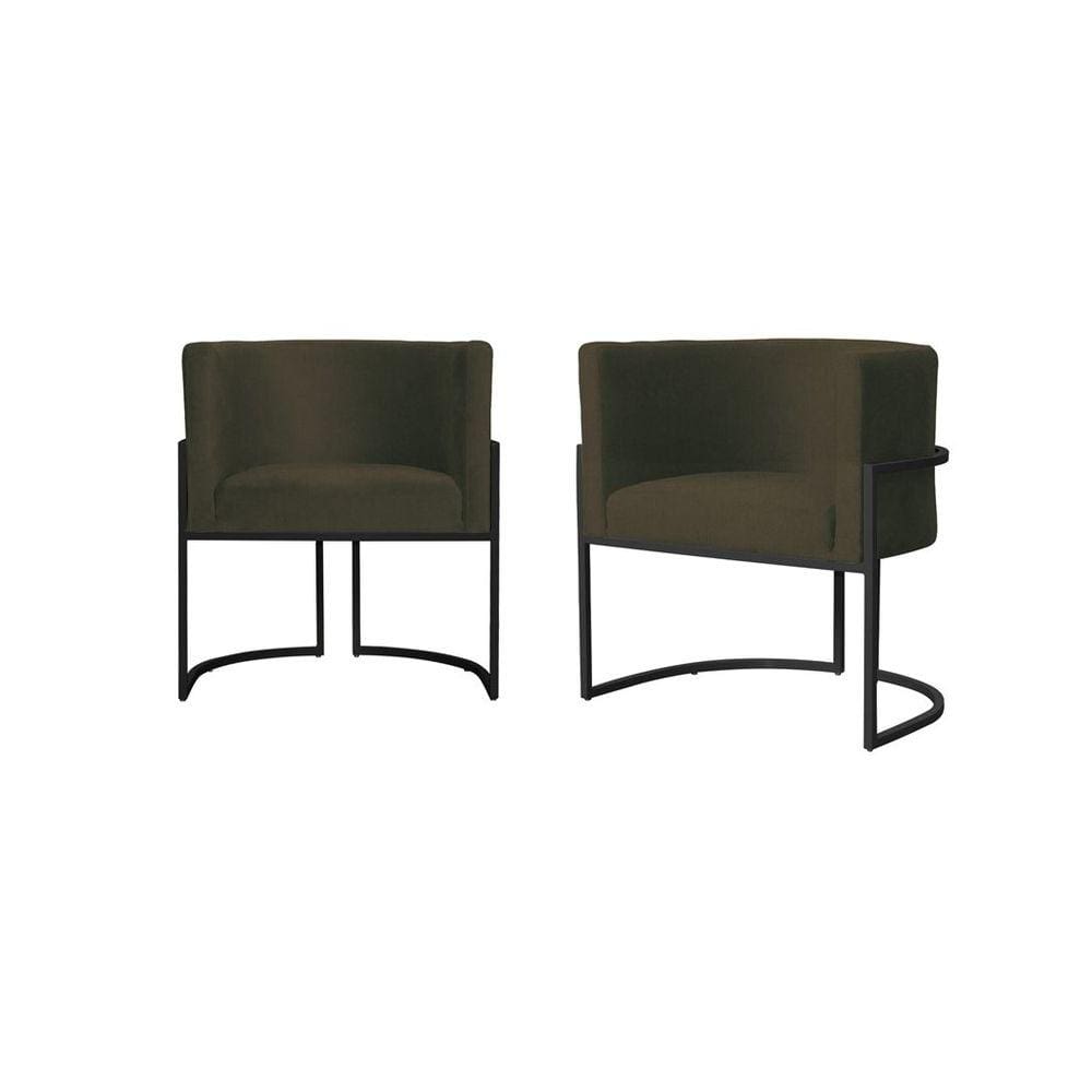 Kit 2 Poltronas Decorativa Luana Suede Marrom Base Preta Ms Decor
