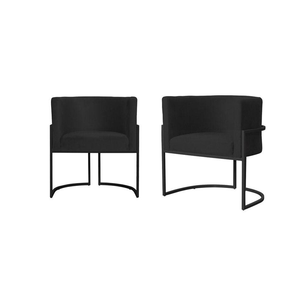 Kit 2 Poltronas Decorativa Luana Suede Preto Base Preta Ms Decor
