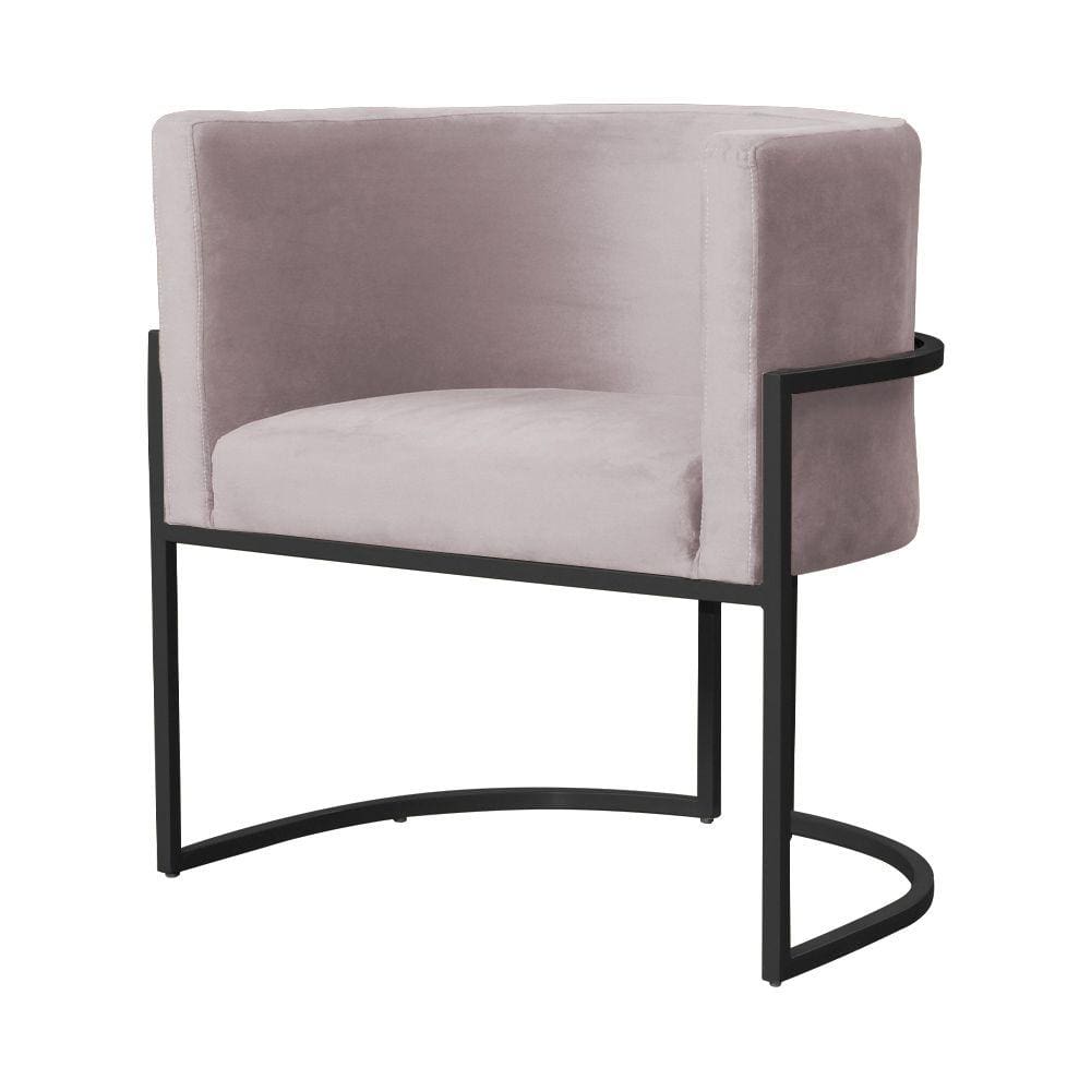 Poltrona Decorativa Luana Veludo Rosê Base Preta Ms Decor