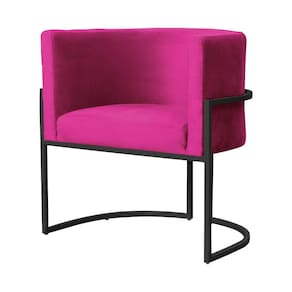 Poltrona Decorativa Luana Veludo Rosa Pink Base Preta Ms Decor