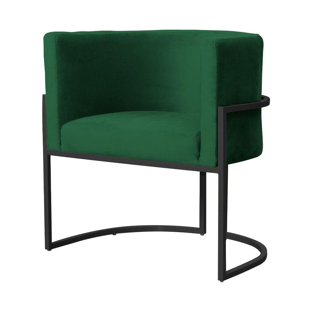 Poltrona Decorativa Luana Veludo Verde Base Preta Ms Decor