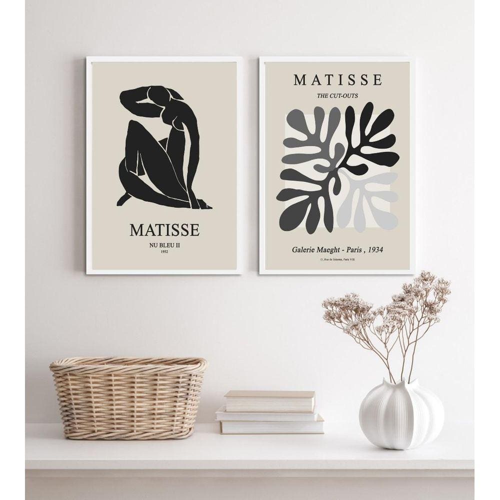 Kit 2 Quadros Minimalistas 33x24cm - Preto e Cinza