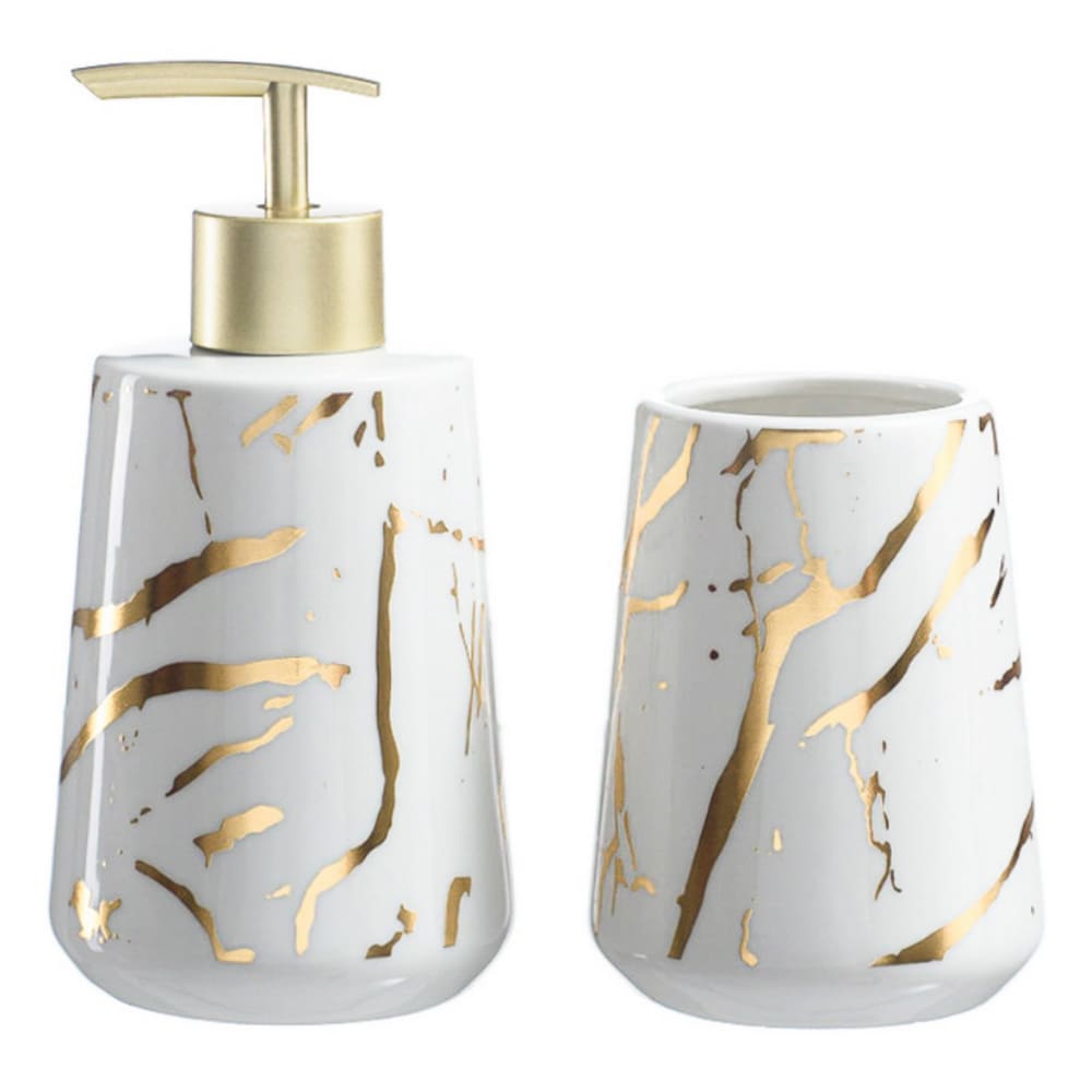 Kit Lavabo Banheiro Decorado Porta Escova Organizador Luxo