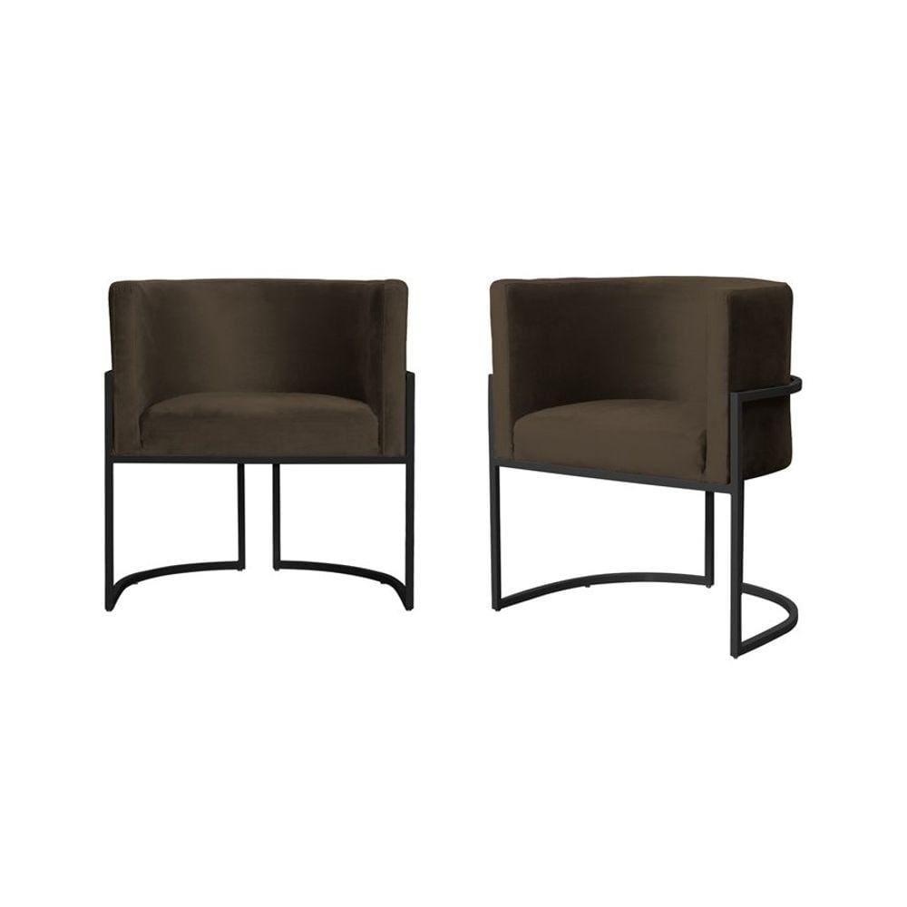 Kit 2 Poltronas Decorativa Luana Veludo Marrom Base Preta Ms Decor